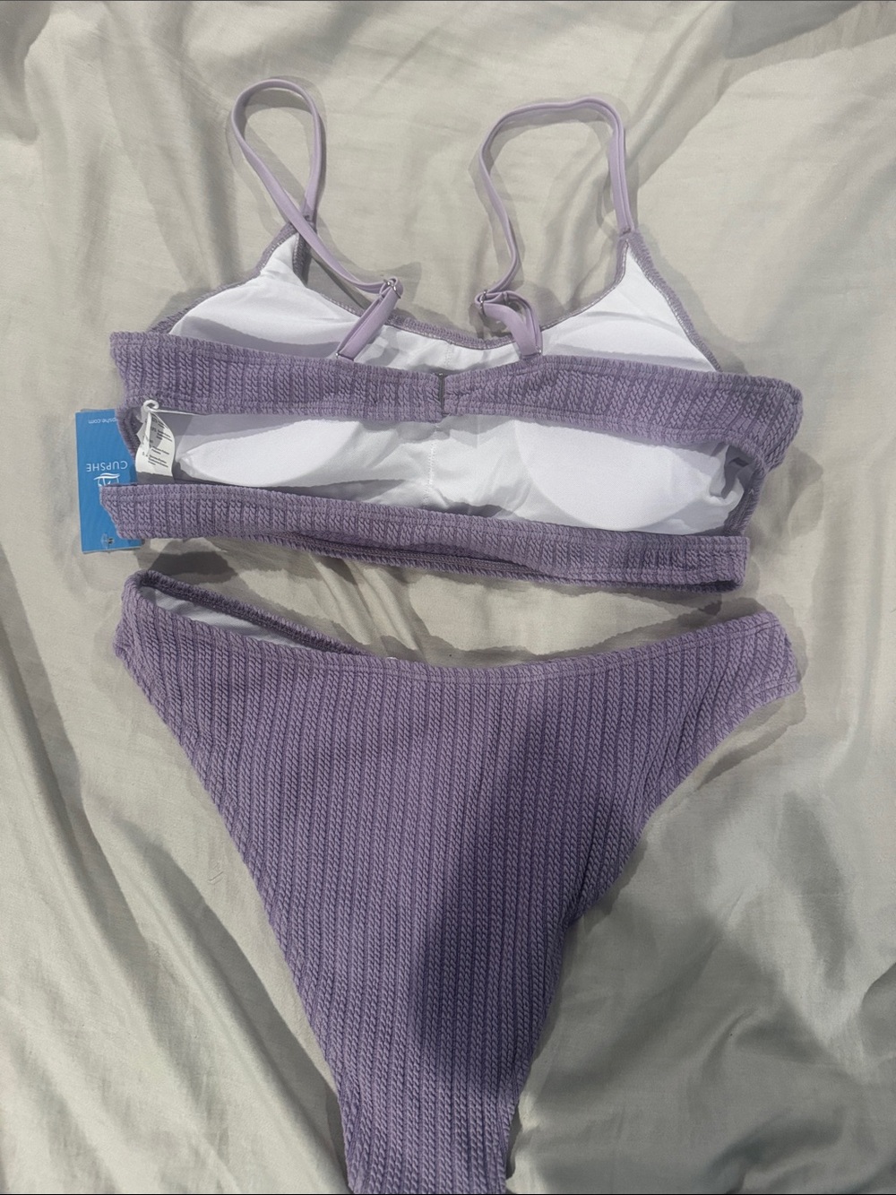 Cupshe Lilac Ribbed Two-Piece Bikini Set - Picture 2 of 2